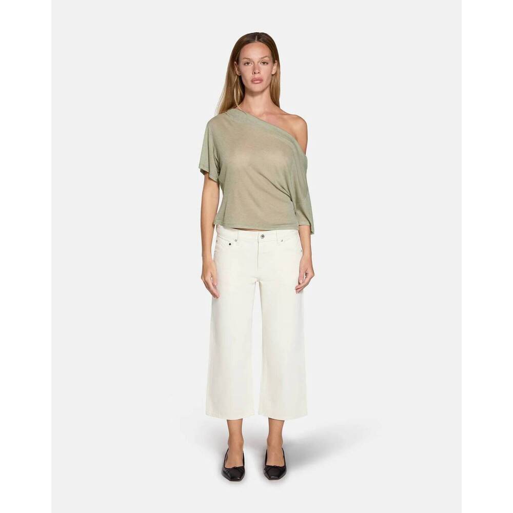 NEW EB DENIM low rise baggy capri jeans in bone